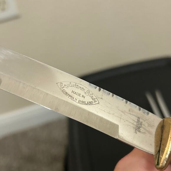 Englishman Blade Knife Set Vintage 3 Pieces Steel Cutlery Serving Sharpener - Picture 4 of 13